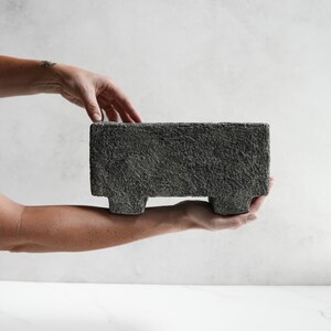 Footed Rectangular Planter in Stone Gray Concrete