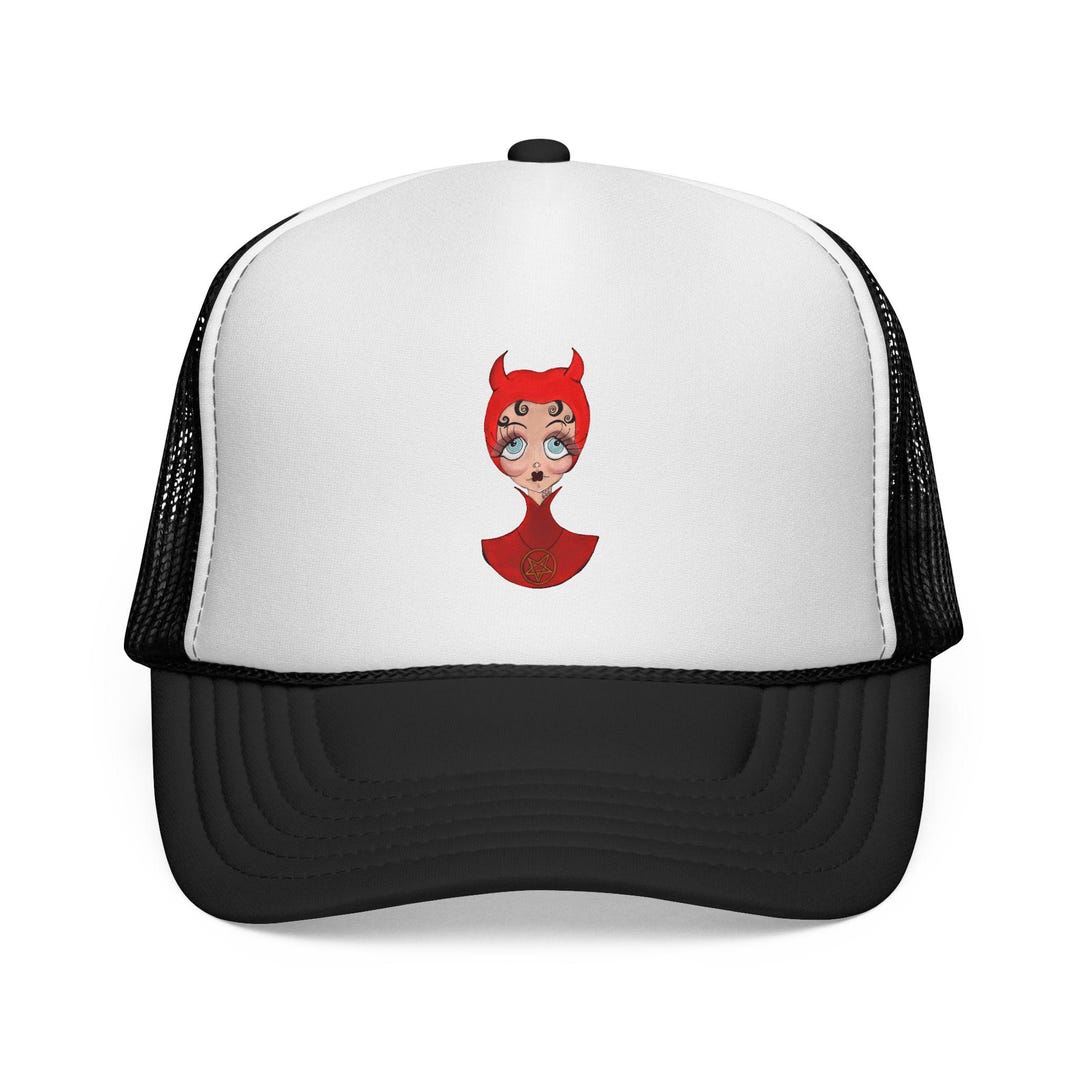 Devil Girl Trucker Cap, Edgy Gothic Hat, Spooky Baseball Cap, Demon ...