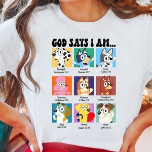 God Says I Am Cute Dog Shirt Funny Cute Dog Shirt Cute Dog And Friends Shirt Dog Cartoon Shirt Cute Dog Shirt Dog Lover Gift Blue Fan Tee