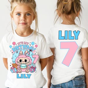 Labubu Custom  Birthday Girl Shirt Personalized Labubu Birthday Gift Custom Birthday Shirt Cute Birthday T-Shirt Custom Birthday Girl Tee
