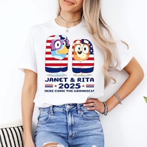 Grannies 2025 Shirt Here Comes the Grannies Shirt Janet And Rita Sweatshirt Dog 2025 Sweatshirt Dog and Bing Tee Dog Cartoon Family Shirt