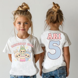 Custom Labu Birthday Girl Shirt Personalized Cute Monster Birthday Gift Custom Birthday Shirt Cute Birthday T-Shirt Custom Birthday Girl Tee