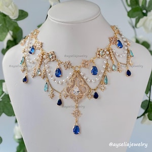 Night Inspired Necklace, Bridgerton Jewelry, Gold Prom Jewelry,  Elegant, Royalcore, Regency Inspired, Fantasy Ball, Multi Layer Necklace