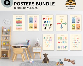 Paquete educativo Montessori de pastel / Imprimibles de aprendizaje para niños / Decoración del hogar y el aula / Números, letras, formas, colores y más