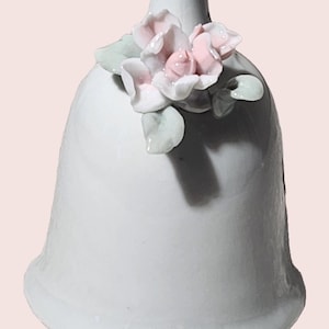 Vintage Porcelain Bell with Delicate Pink Floral Accents – 4&quot; Tall