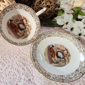 Vintage Rosina Bone China Tea Cup & Saucer Set with Gold Trim, Made in England
