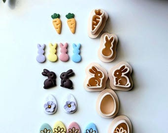 Mini polymeerklei uitstekers 0,5 inch - chocoladekonijn, bloemenei, wortel, marshmallowkonijn