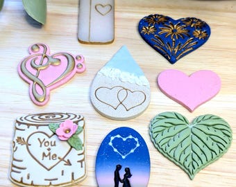Polymeerkleivormpjes voor Valentijnsdag: blad, vuurwerk, muziek, sterren, boom