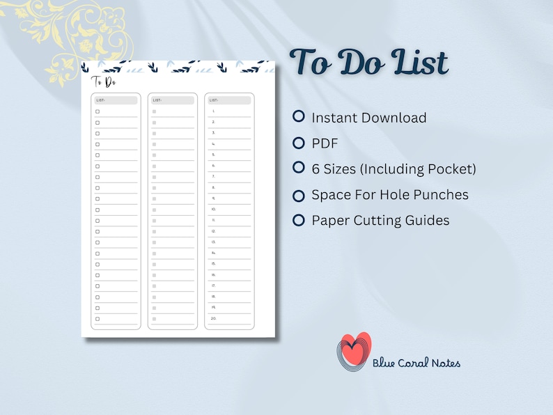 Printable to Do List Template, Daily Tasks, Weekly to Do List, Task ...