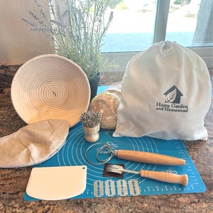 Sourdough Beginner Kit: Bread Baking Supplies with Proofing Basket