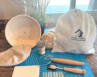 Sourdough Beginner Baking Kit Banneton Basket and Bread Supplies With Instructions