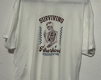 Surviving Fatherhood Skeleton Graphic T-Shirt – Dad Life Beer Lover