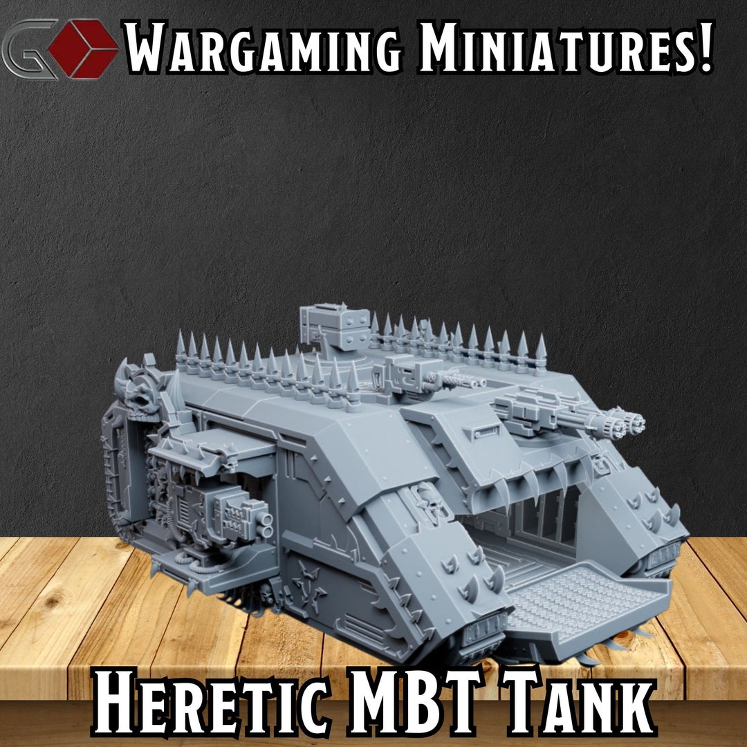 Heretic MBT Tank Resin 3D Printed Wargaming Model Bases Included sized ...