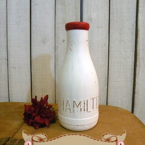 Vintage Quart milk bottle white retro farmhouse kitchen Hamilton Hedgeman Dairy ECS svfteam RDT FVGTEAM image 1