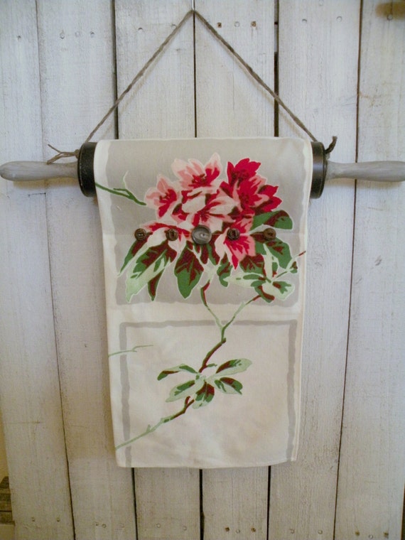 French Farmhouse Rolling Pin towel holder black red grey with Etsy