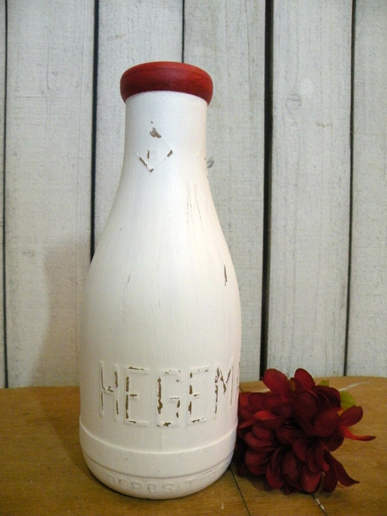 Vintage Quart milk bottle white retro farmhouse kitchen Hamilton Hedgeman Dairy ECS svfteam RDT FVGTEAM image 3