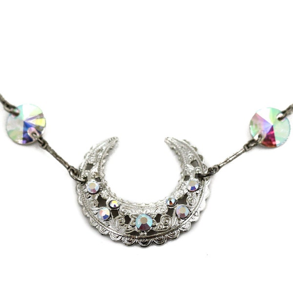 Large Silver Crescent Moon Circlet