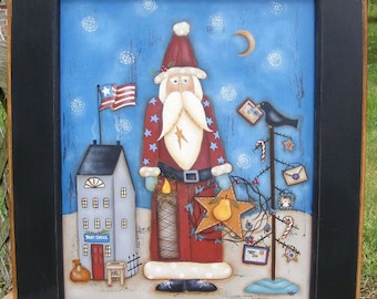 E Pattern Christmas Santa Mail Primitive Folk Art Instant Download Painting With Friends