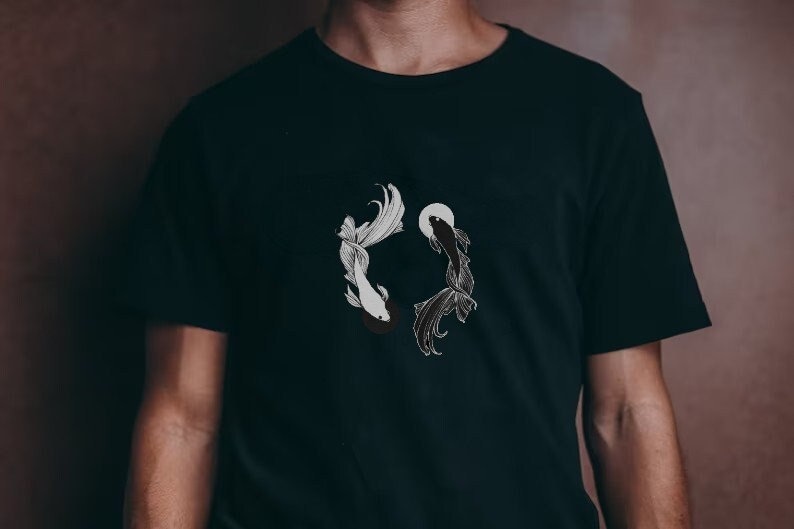 Betta Fish Shirt Anime Shirt/Sweatshirt Betta Fish T-shirt Ying Yang Tee Anime Gift Gift for Her Gift for Him Boyfriend Girlfriend Gift