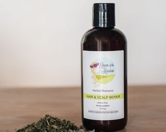 Shampoo Hair & Scalp Repair, 12 fl oz, sulfate free shampoo, natural, herbal, organic, dandruff shampoo, handmade, queen of the meadow