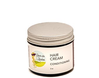 Hair Cream, conditioning, leave-in conditioner, moisturizing, split ends, organic hair oil, natural, handmade, queen of the meadow