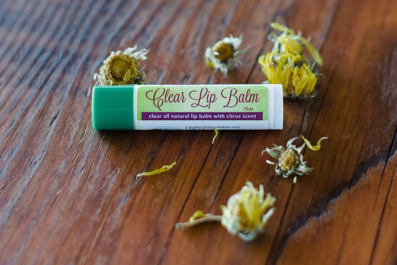 Lip Balm, clear, chapstick, chap stick, lip care, lip gloss, organic, natural, lips, natural lip balm, handmade, queen of the meadow image 3