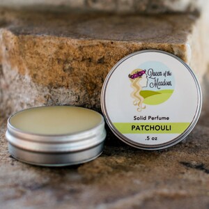 Patchouli Perfume, solid perfume, patchouli oil, essential oil, natural fragrance, organic, handmade by queen of the meadow, 0.5 oz image 2