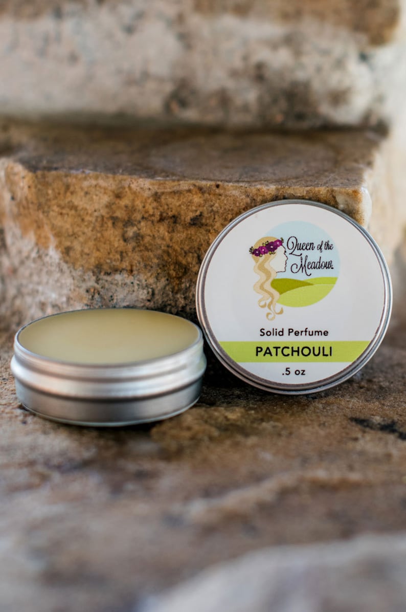 Patchouli Perfume, solid perfume, patchouli oil, essential oil, natural fragrance, organic, handmade by queen of the meadow, 0.5 oz image 2