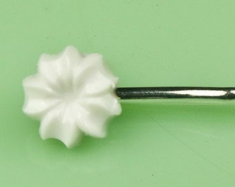 Vintage White Lucite Flower Hairpin