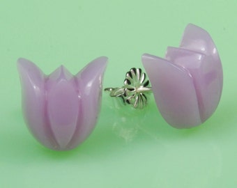 Vintage Celluloid Tulip Post Earrings