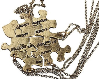 6 Necklaces "Always Together Never Apart BFF Best Friends Friendship Sister Necklace for 6