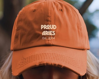 Proud Astro Customized Distressed Cap Established Year Casuall Streetstyle Head Wear Aries Aquarius Virgo Scorpio Birthday Gift Idea Friends