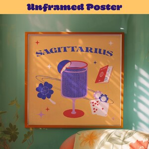Boogschutter sterrenbeeld cadeau bar winkelwagen decor astrologie dierenriem persoonlijk cadeau idee decoratief uniek cadeau dopamine kleur astro verjaardag retro poster