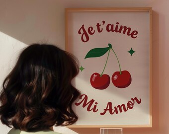 Je T&#39;aime Mi Amor Aesthetic Apartment Poster Personal Gifts Valentines Day Modern Beige Neutral Prints Valentines/Anniversary Gift Preppy