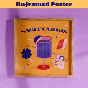 Boogschutter sterrenbeeld cadeau bar winkelwagen decor astrologie dierenriem persoonlijk cadeau idee decoratief uniek cadeau dopamine kleur astro verjaardag retro poster