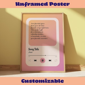 Custom Song Lyrics Gradient Poster (Unframed Poster): Colorful Wall Art, Music Player Print, Favorite Songs Gift, Personalized Gifts