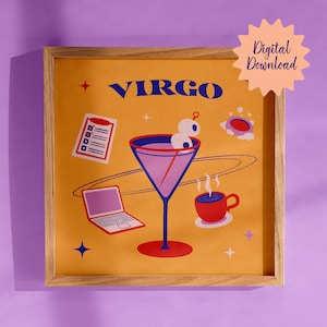 Maagd sterrenbeeld cocktails kunstafdruk trendy barwagen decor cadeau voor haar vierkante muur poster astrologie wanddecoratie barwagen wordt afgedrukt girly esthetiek