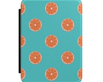 Funda para Kindle con diseño de rodajas de naranja / Cubierta para Kindle con estampado cítrico / Funda para Kindle con estampado de frutas de verano / Funda para lector electrónico en color turquesa y naranja / Lindo regalo para lectores