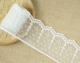 Soft Lace Ribbon by the Yards, 2.73 Width, White Lace Trim Soft Lace Ribbon by the Yards, 2.73 Width, White Lace Trim