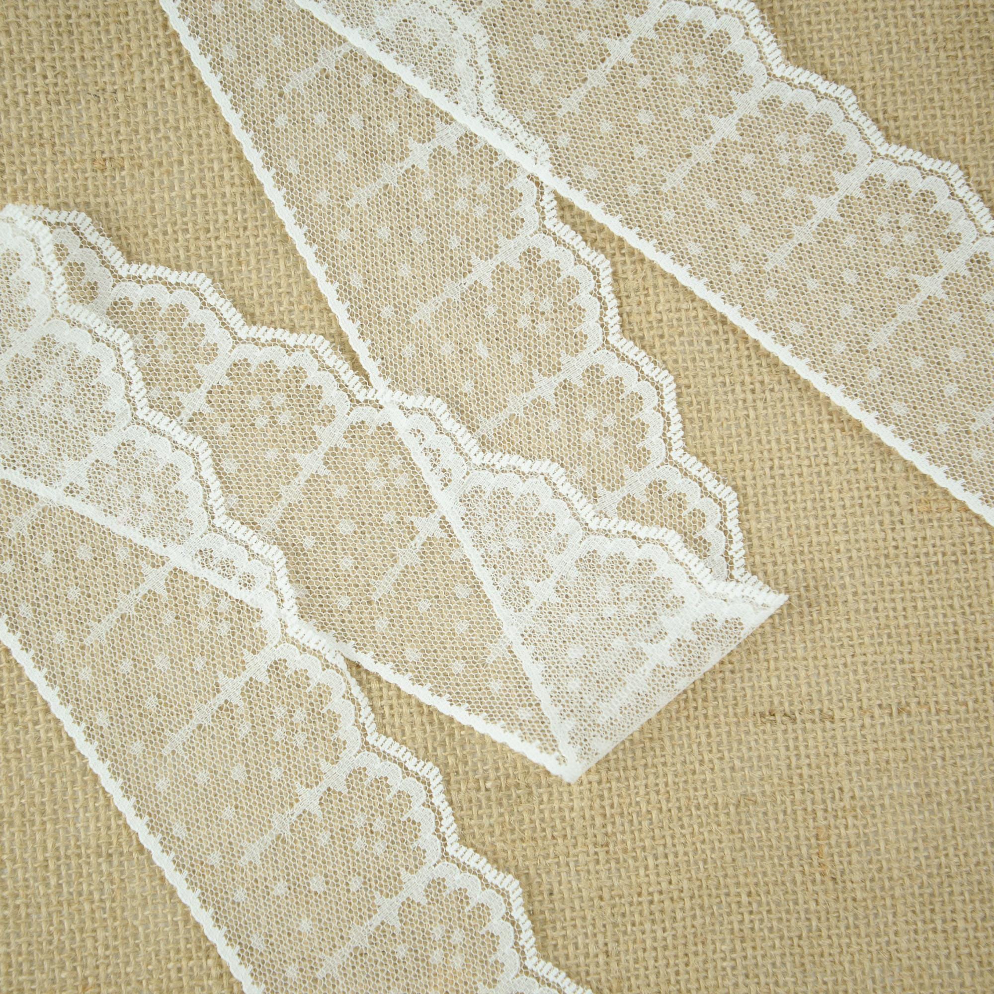 Soft Lace Ribbon by the Yards, 2.73 Width, White Lace Trim Soft Lace Ribbon by the Yards, 2.73 Width, White Lace Trim