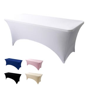 8 Pack Retractable Rectangular Tablecloth Covers, Black, Wrinkle & Stain Resistant Table Protector for Parties, Weddings, Banquets//ZP1160