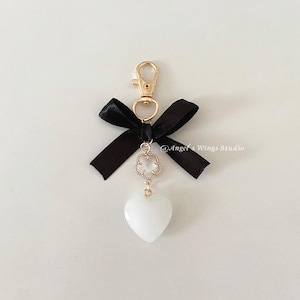 Ethereal Elegance Coquette Handmade Keychain | Gold Purse Accessory image 2