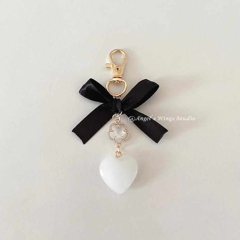 Ethereal Elegance Coquette Handmade Keychain | Gold Purse Accessory image 2