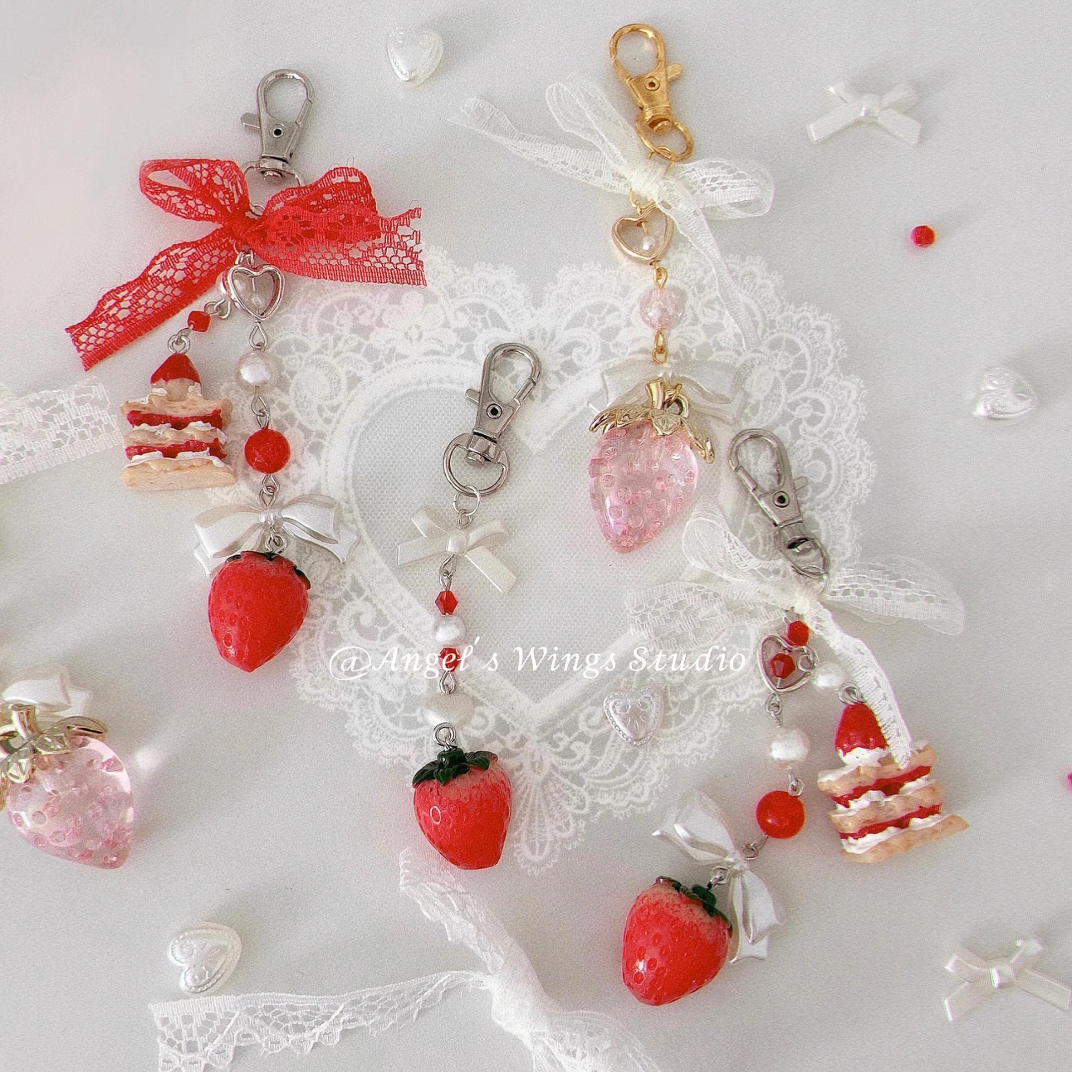 Sweet Keychains Sweet Strawberry Collection Handmade Keychains | Coquette Strawberry ...