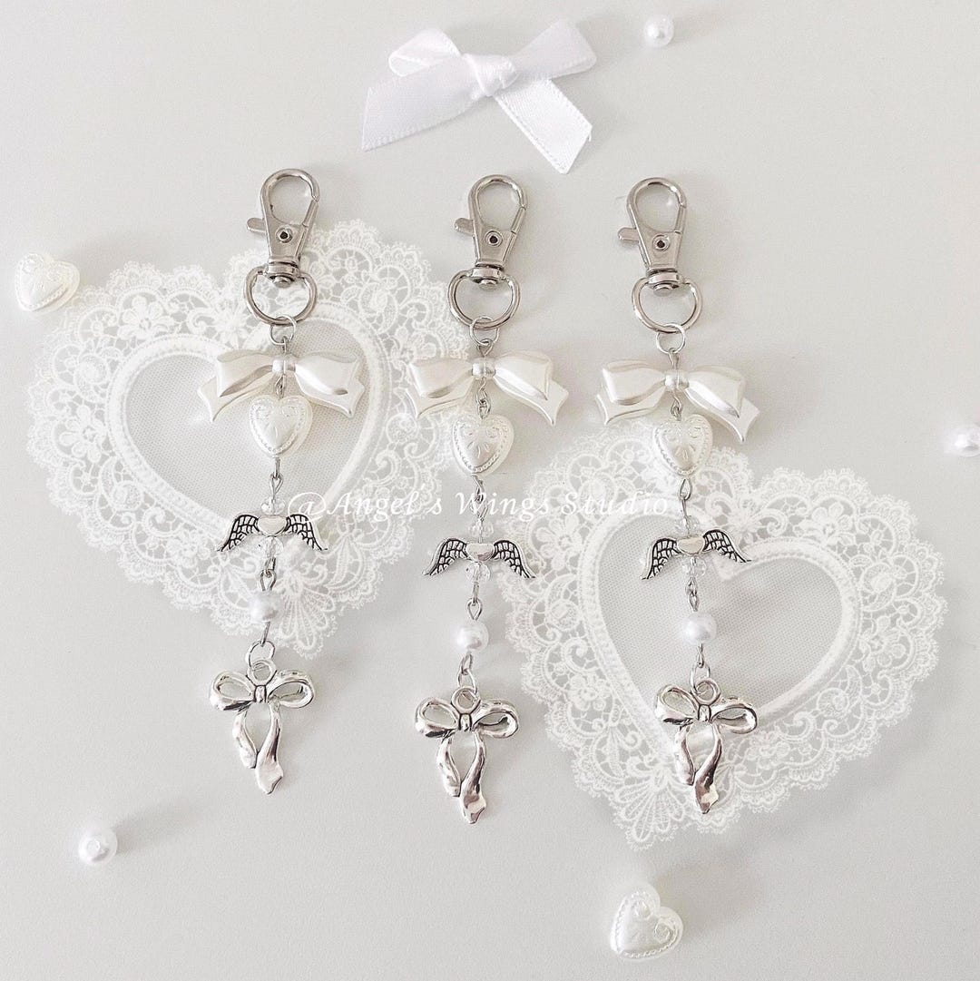 Angelic Ribbon Header Darling Angelic Ribbon Pendant Handmade Keychain | Coquette Bag Charm ...