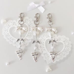 Darling Angelic Ribbon Pendant Handmade Keychain | Coquette Bag Charm
