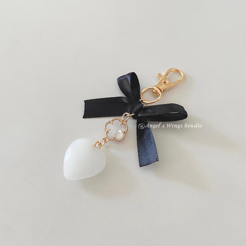 Ethereal Elegance Coquette Handmade Keychain | Gold Purse Accessory image 3