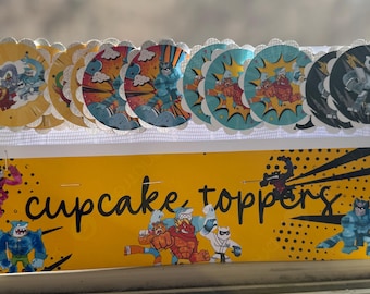 custom cupcake toppers, goo jit zu, kids party, birthday & event decor