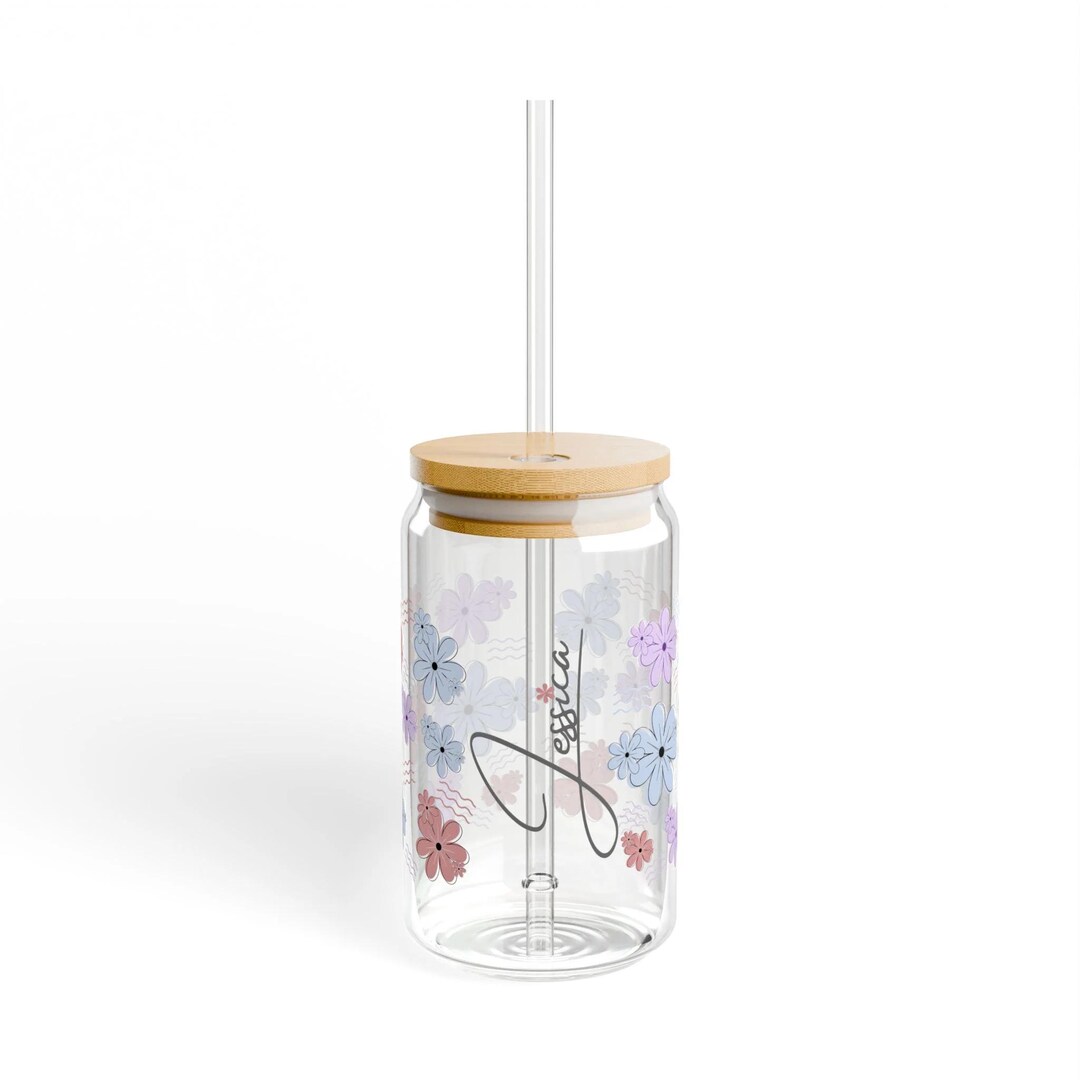 Personalized Iced Coffee Sipper - Custom Coffee Glass Bamboo With Name ...