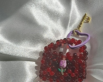 Mini Handmade Beaded Handbag Keychain – Vintage-Inspired Luxury Bag Charm | Cute Glossy Beaded Keyring | Elegant Gift for Her
